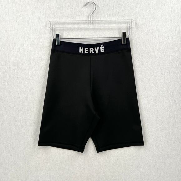 HERVE LEGER Logo Bike Shorts Womens Small Black White High Rise Stretch NWT - Picture 4 of 16